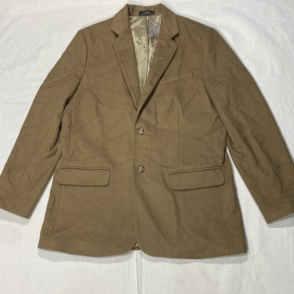LL Bean Wool Cashmere Sport blazer Jacket Men's Brown Preppy, size 42 TALL